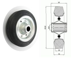 Koło metalowo-gumowe fi 160