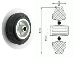 Koło metalowo-gumowe fi 125