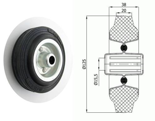 Koło metalowo-gumowe fi 125