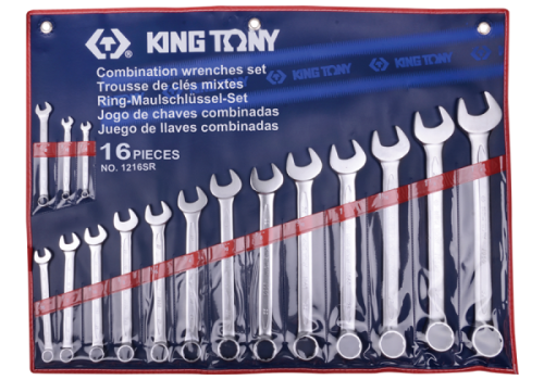 KING TONY 1216SR ZESTAW KLUCZY PŁASKO-OCZKOWYCH CALOWYCH 1/4" - 1-1/4"