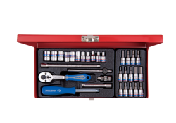 KING TONY 2531MR ZESTAW NARZĘDZI 1/4" 31CZ. NASADKI KRÓTKIE, 6-KĄT. 4 - 13MM, T8 -T30, HEX 3 - 10 Z GRZECHOTKĄ I AKCESORIAMI, KASETA