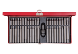 KING TONY 1043CQ ZESTAW BITÓW 10MM 43CZ. Z UCHWYTEM UDAROWYM 414710M, HEX 4 - 12MM, TORX T20 - T60, SPLINE 5 - 12MM, KASETA