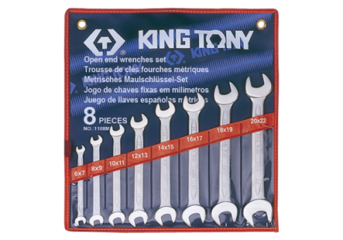 KING TONY 1108MR ZESTAW KLUCZY PŁASKICH 8CZ. 6 - 22MM, ETUI