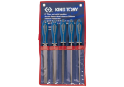 KING TONY 1005GQ ZESTAW PILNIKÓW DO METALU 200MM 5SZT. DROBNOZIARNISTE, RÓŻNE PROFILE, ETUI