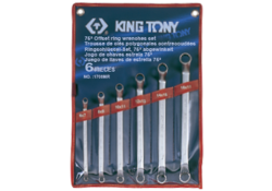 KING TONY 1706MR ZESTAW KLUCZY OCZKOWYCH ODGIĘTYCH 75° 6CZ. 6 - 17MM, ETUI
