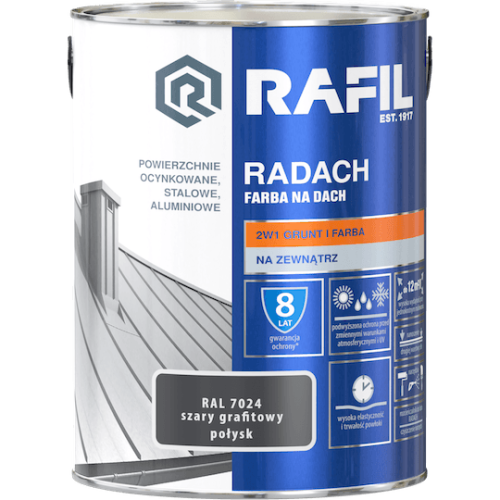 Radach szary grafitowy RAL 7024 połysk 5L