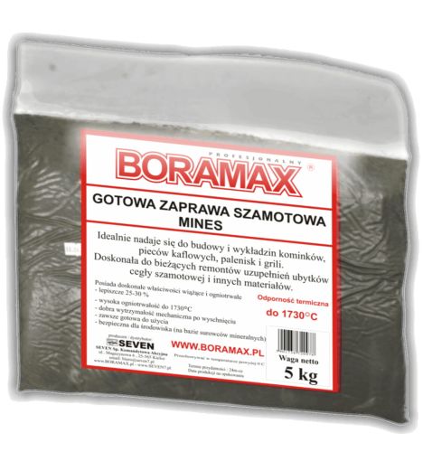 Gotowa zaprawa szamotowa, zduńska glinka do pieców BORAMAX 5kg