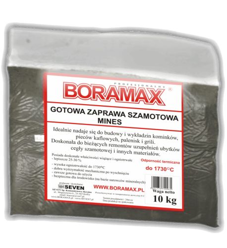 Gotowa zaprawa szamotowa, zduńska glinka do pieców BORAMAX 10kg