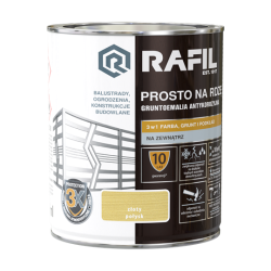 RAFIL prosto na rdzę, antykorozyjna gruntoemalia do metalu 3w1  0,75l złoty połysk