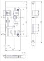 Zamek wpuszczany na klucz 72/50 HOBES K 134 P-L Schemat