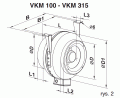Wymiary Wentylator kanałowy odśrodkowy VKM 150
