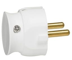 Wtyczka 2P - 16A - plastikowa - BIAŁA - płaska (mała głębokość) Biała