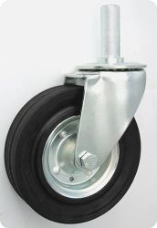 Koło metalowo-gumowe w obudowie skrętnej z trzpieniem fi 180