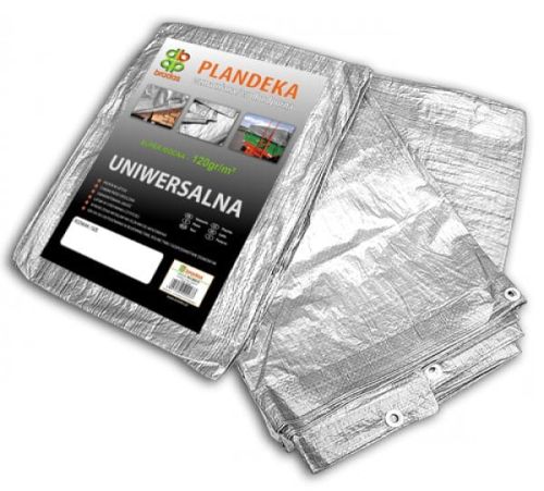 Plandeka wzmacniana 6 x 8 m Srebrna 120g